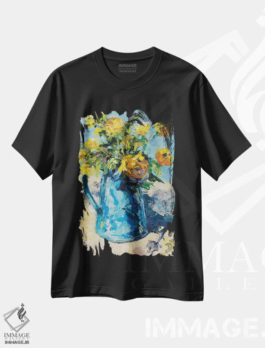 تیشرت مشکی طرح دار والس آبی، دکور معاصر اثر دانا سورکینا | فروشگاه ایماژ