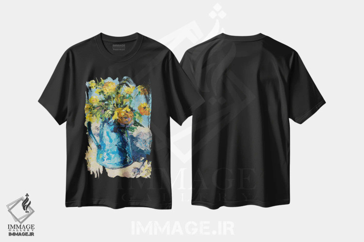 تیشرت مشکی طرح دار والس آبی، دکور معاصر اثر دانا سورکینا | فروشگاه ایماژ