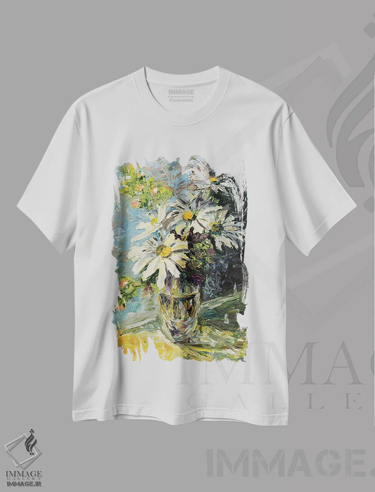 تیشرت سفید طرح دار ستارگان تابستانی، دکور معاصر اثر دانا سورکینا | فروشگاه ایماژ