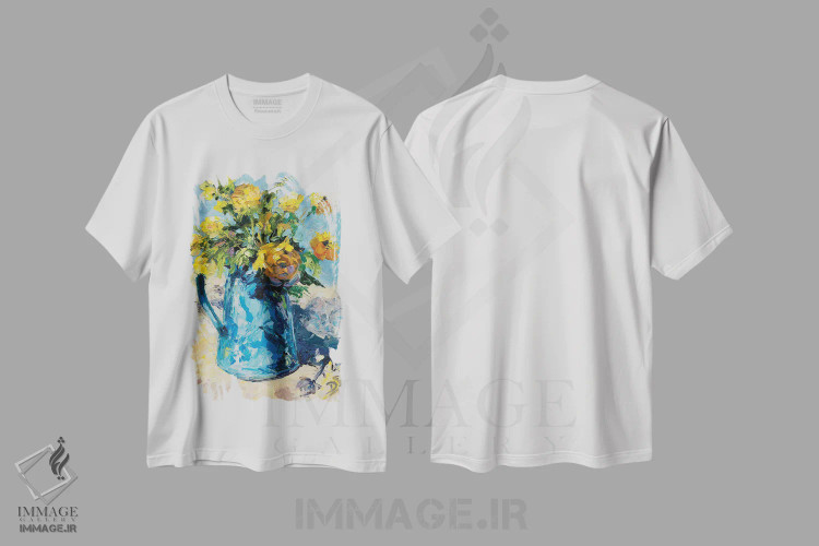 تیشرت سفید طرح دار والس آبی، دکور معاصر اثر دانا سورکینا | immage.ir