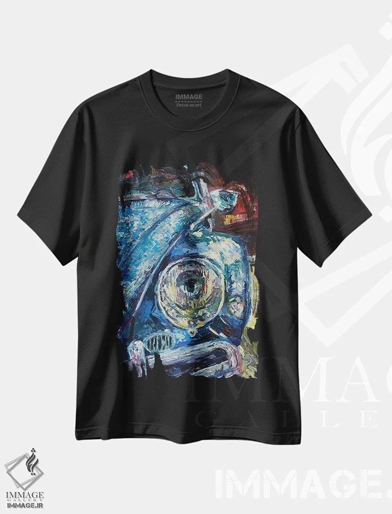 تیشرت مشکی طرح دار مراقب تو خواهم بود، دکور معاصر اثر دانا سورکینا | فروشگاه ایماژ