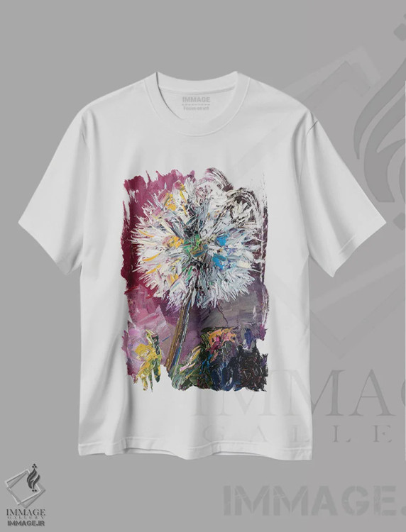 تیشرت سفید طرح دار قاصدک، دکور معاصر اثر دانا سورکینا | immage.ir
