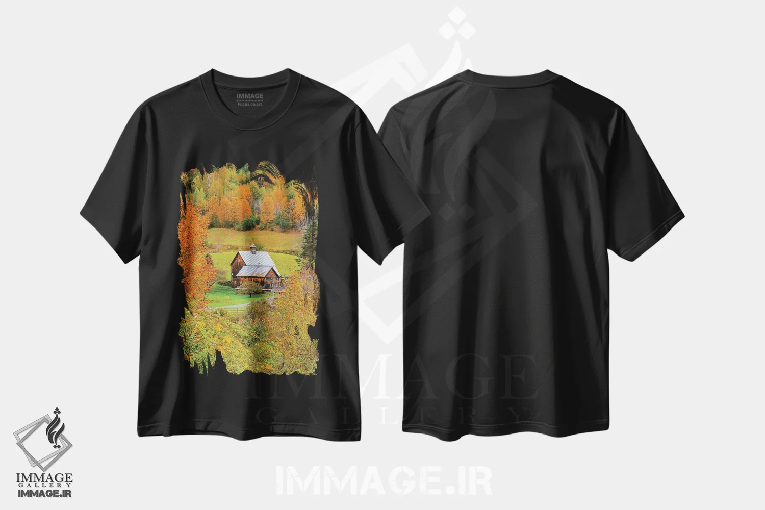 تیشرت مشکی طرح دار اسلیپ هالو، دکور روستایی اثر دن اسپرول | فروشگاه ایماژ