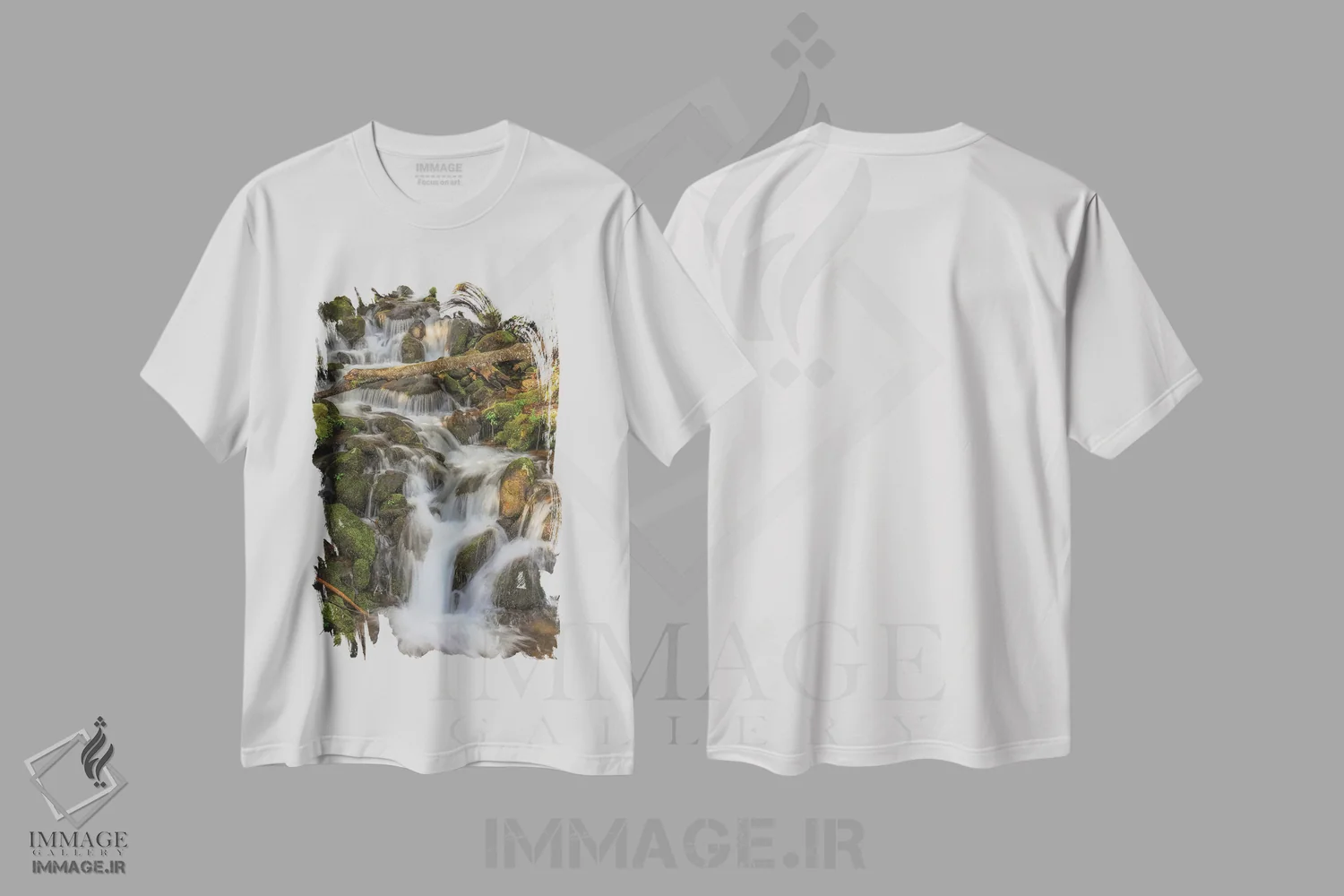 تیشرت سفید طرح دار آبشار، تزئینی اثر دن اسپرول | فروشگاه ایماژ