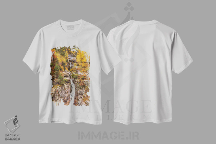 تیشرت سفید طرح دار آبشار نقره ای، مدیوم اثر دن اسپرول | immage.ir