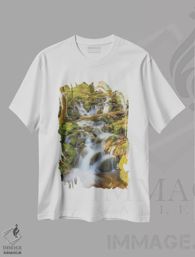 تیشرت سفید طرح دار آبشار کوهستان اسموکی، مدیوم اثر دن اسپرول | فروشگاه ایماژ