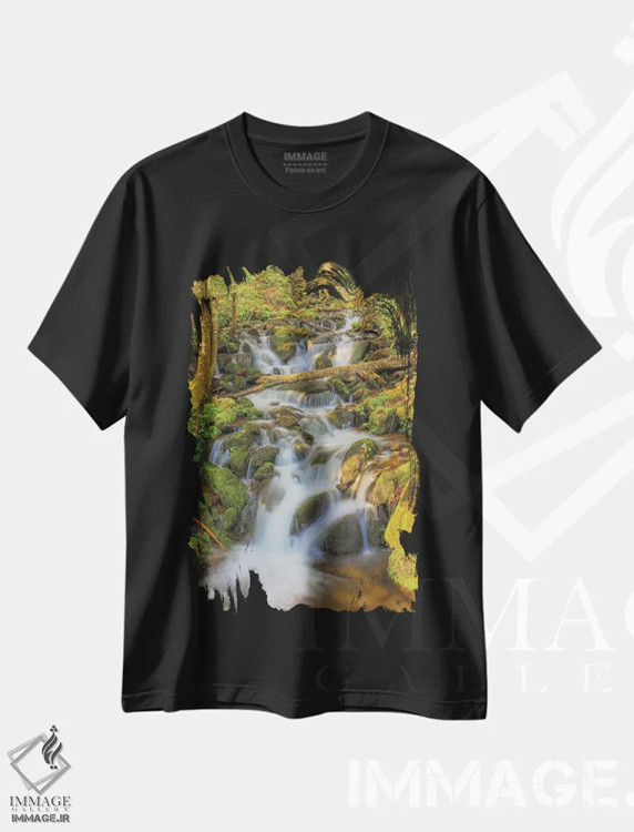 تیشرت مشکی طرح دار آبشار کوهستان اسموکی، مدیوم اثر دن اسپرول | immage.ir