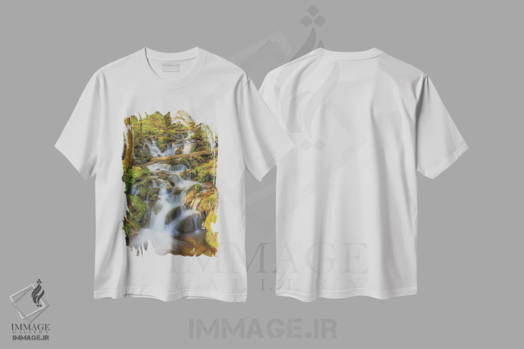 تیشرت سفید طرح دار آبشار کوهستان اسموکی، مدیوم اثر دن اسپرول | فروشگاه ایماژ
