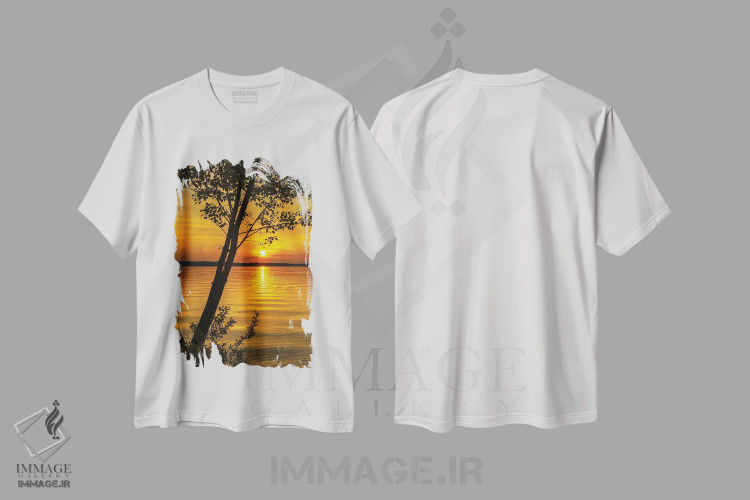 تیشرت سفید طرح دار غروب خلیج تراورس، مدیوم اثر دن اسپرول | immage.ir