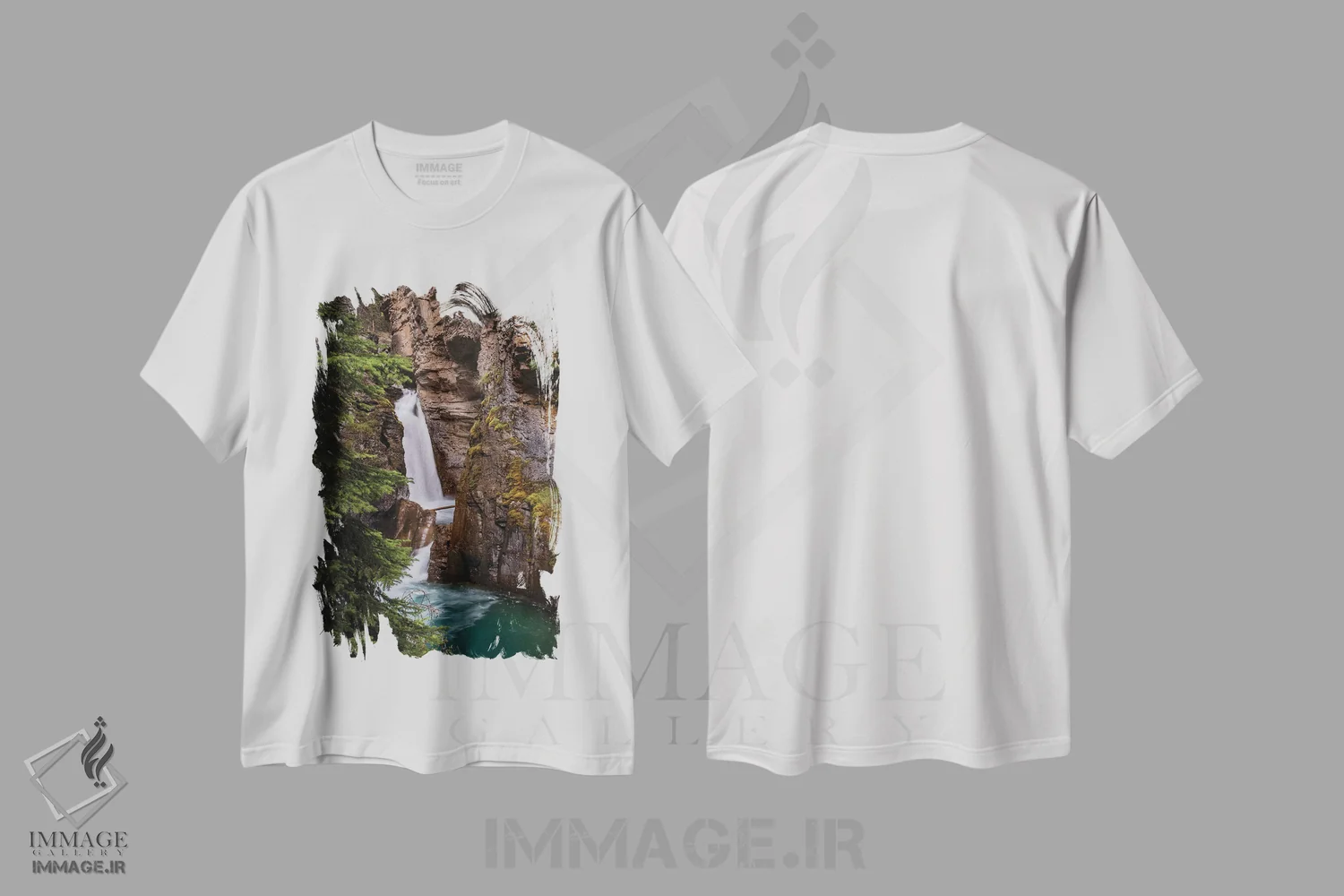 تیشرت سفید طرح دار آبشار جانستون، کانادا، مدیوم اثر دن اسپرول | immage.ir