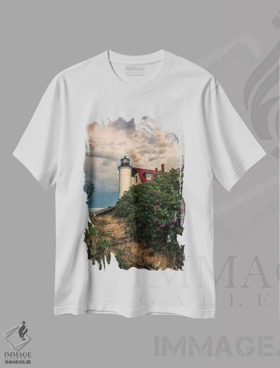 تیشرت سفید طرح دار فانوس دریایی پوینت بتسی، مدیوم اثر دن اسپرول | فروشگاه ایماژ