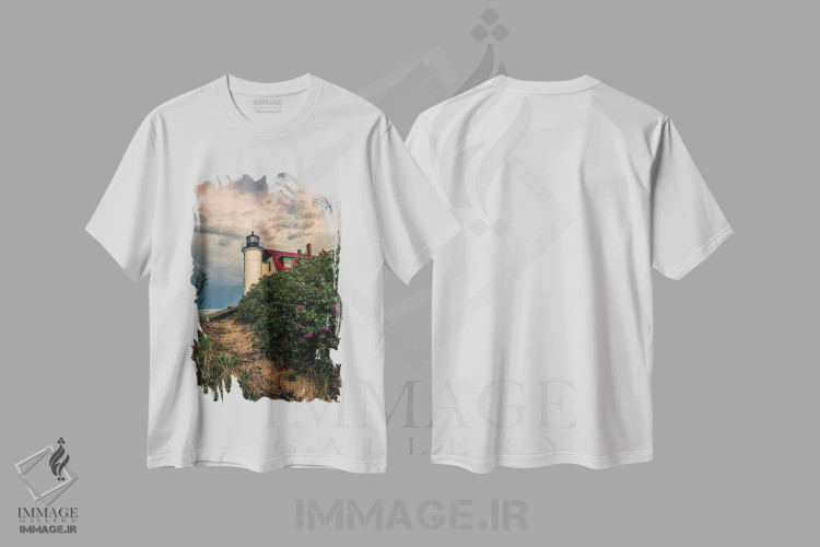تیشرت سفید طرح دار فانوس دریایی پوینت بتسی، مدیوم اثر دن اسپرول | فروشگاه ایماژ