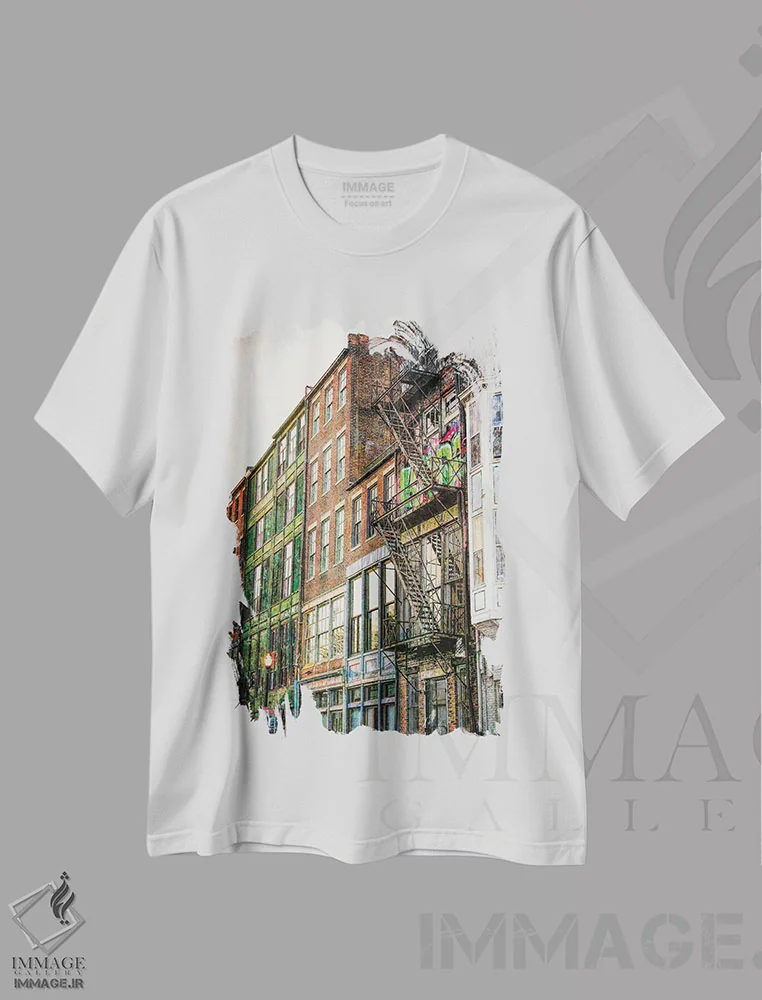 تیشرت سفید طرح دار سبک گرانج شهری، مدیوم اثر دن اسپرول | immage.ir