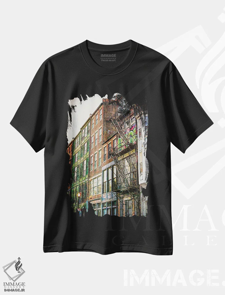 تیشرت مشکی طرح دار سبک گرانج شهری، مدیوم اثر دن اسپرول | فروشگاه ایماژ