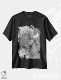 تیشرت مشکی طرح دار پرتره بیزون، عکاسی سیاه و سفید اثر دن اسپرول | فروشگاه ایماژ