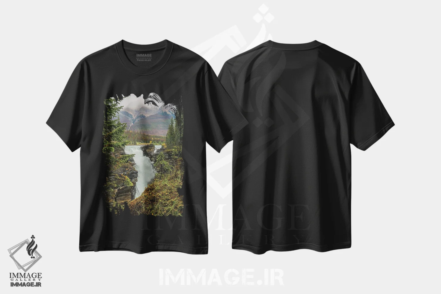 تیشرت مشکی طرح دار آبشار آتاباسکا، مدیوم اثر دن اسپرول | immage.ir