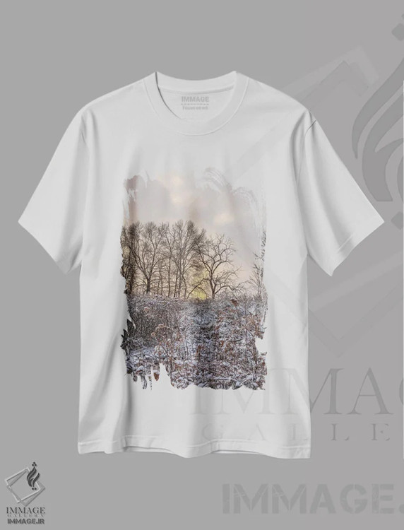 تیشرت سفید طرح دار طلوع جادویی زمستان، مدیوم اثر دن اسپرول | immage.ir