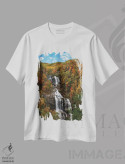 تیشرت سفید طرح دار آبشار وایت واتر در پاییز، مدیوم اثر دن اسپرول | immage.ir