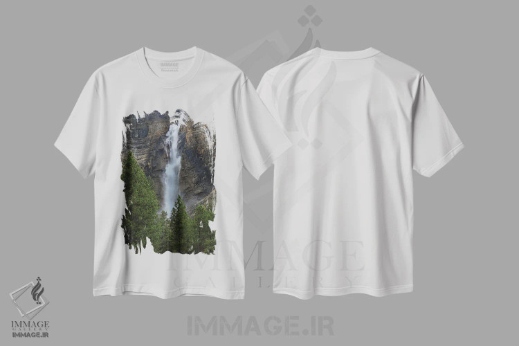 تیشرت سفید طرح دار آبشار تاکاکاو، مدیوم اثر دن اسپرول | فروشگاه ایماژ