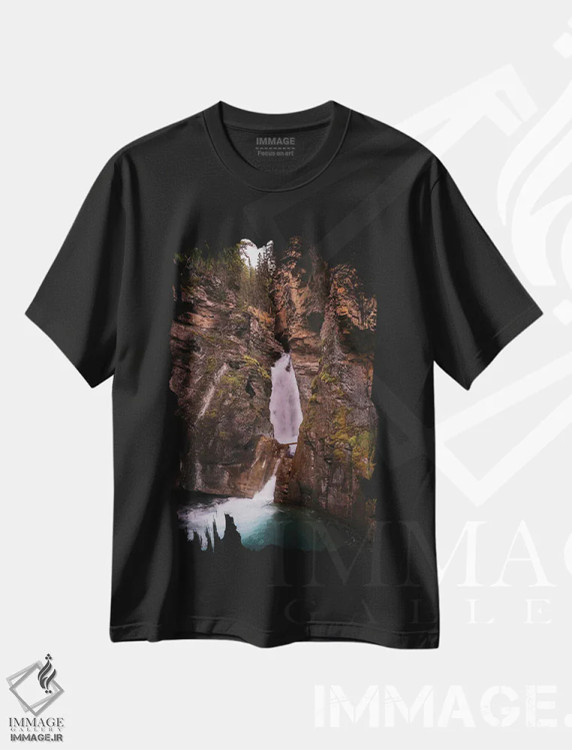 تیشرت مشکی طرح دار آبشار جانستون کانادا، مدیوم اثر دن اسپرول | immage.ir