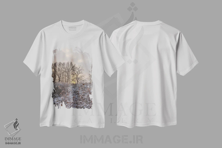 تیشرت سفید طرح دار طلوع جادویی زمستان، مدیوم اثر دن اسپرول | immage.ir