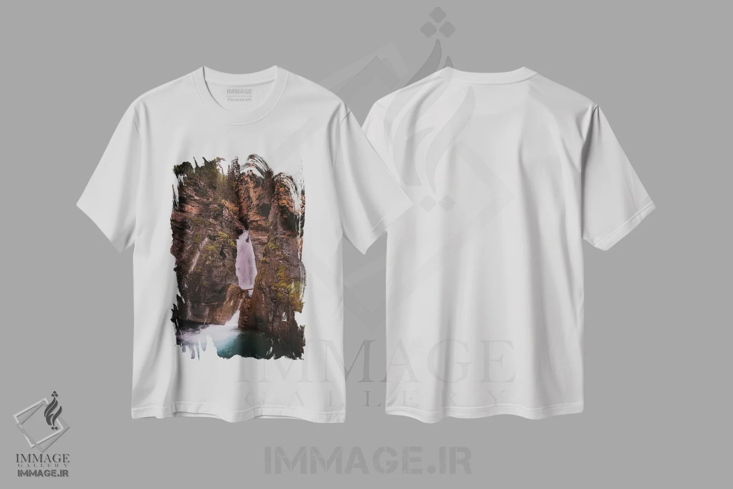 تیشرت سفید طرح دار آبشار جانستون کانادا، مدیوم اثر دن اسپرول | فروشگاه ایماژ