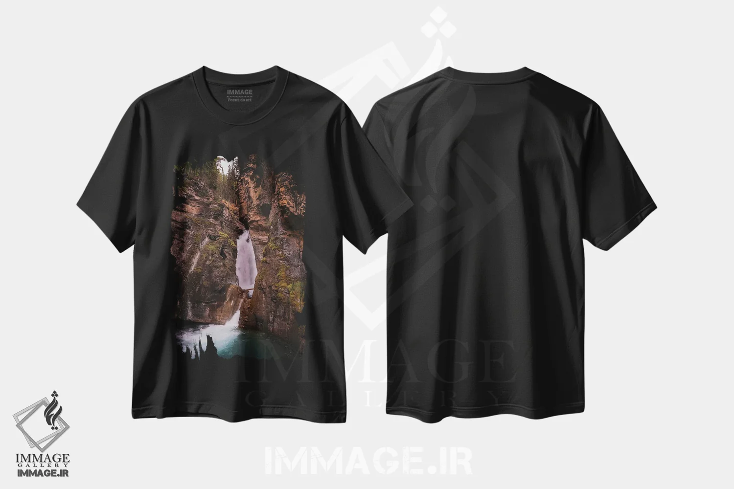 تیشرت مشکی طرح دار آبشار جانستون کانادا، مدیوم اثر دن اسپرول | immage.ir