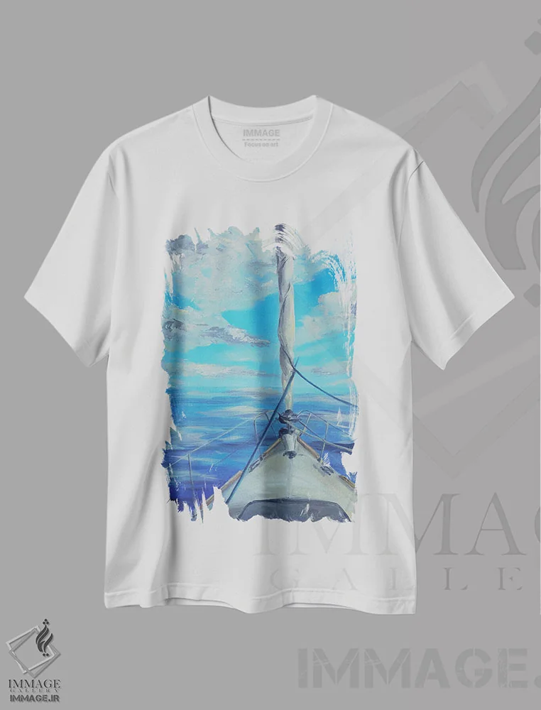 تیشرت سفید طرح دار دوردست، دکور معاصر اثر دینا آسه وا | فروشگاه ایماژ