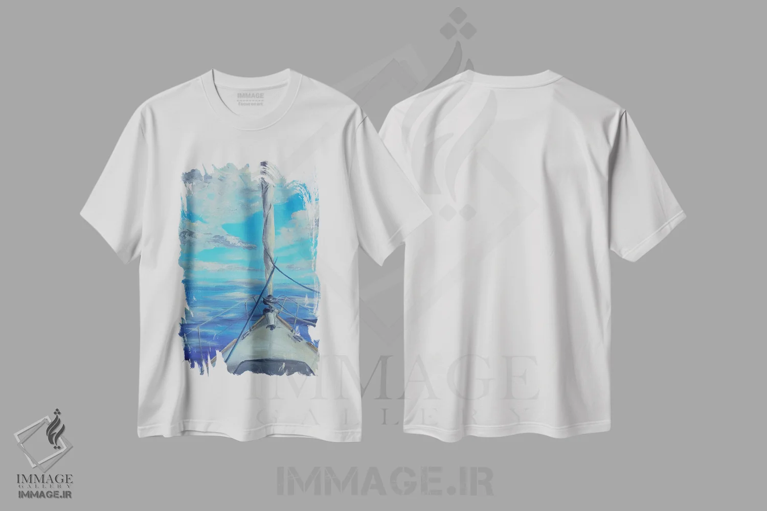 تیشرت سفید طرح دار دوردست، دکور معاصر اثر دینا آسه وا | فروشگاه ایماژ