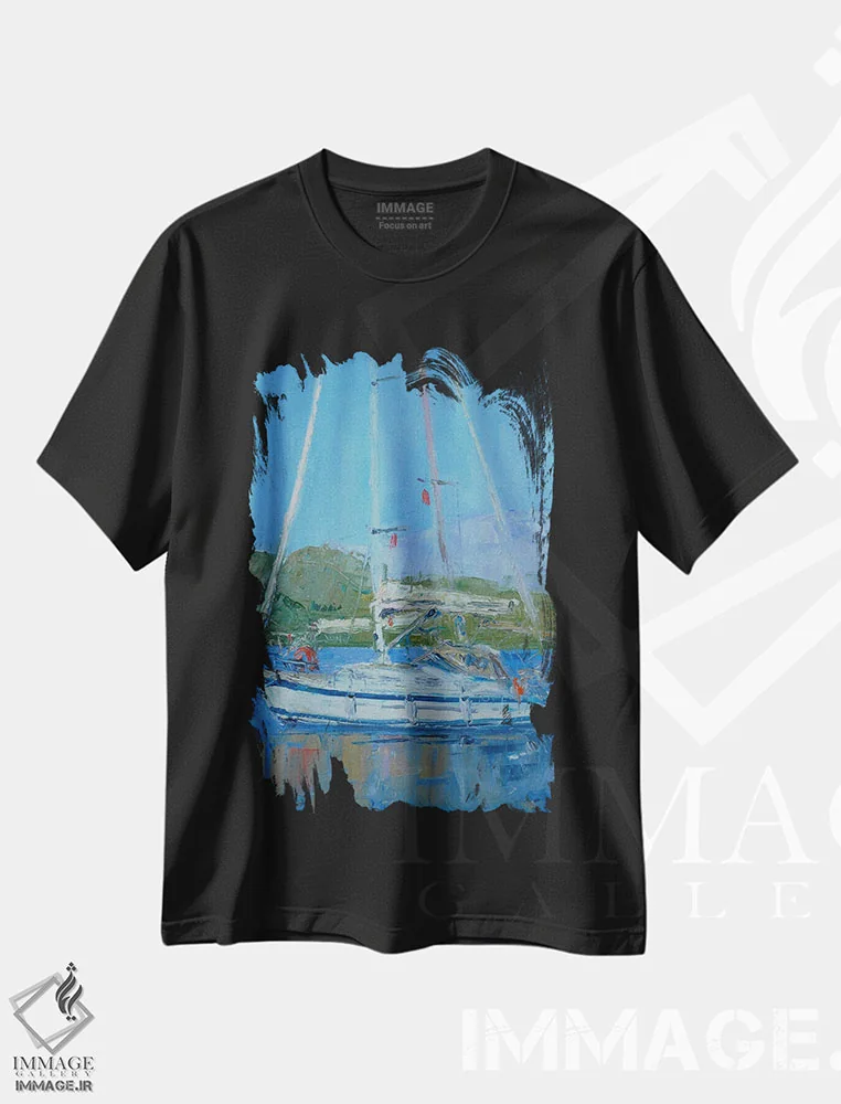 تیشرت مشکی طرح دار روز روشن، دکور معاصر اثر دینا آسه وا | فروشگاه ایماژ