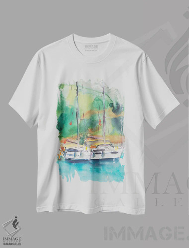 تیشرت سفید طرح دار ما دو نفر، دکور معاصر اثر دینا آسه وا | فروشگاه ایماژ