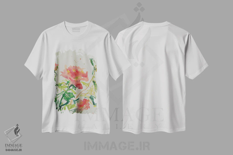 تیشرت سفید طرح دار رز تنها، دکور معاصر اثر دینا آسه وا | فروشگاه ایماژ