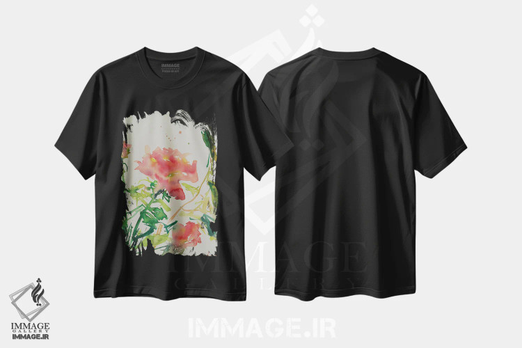 تیشرت مشکی طرح دار رز تنها، دکور معاصر اثر دینا آسه وا | immage.ir