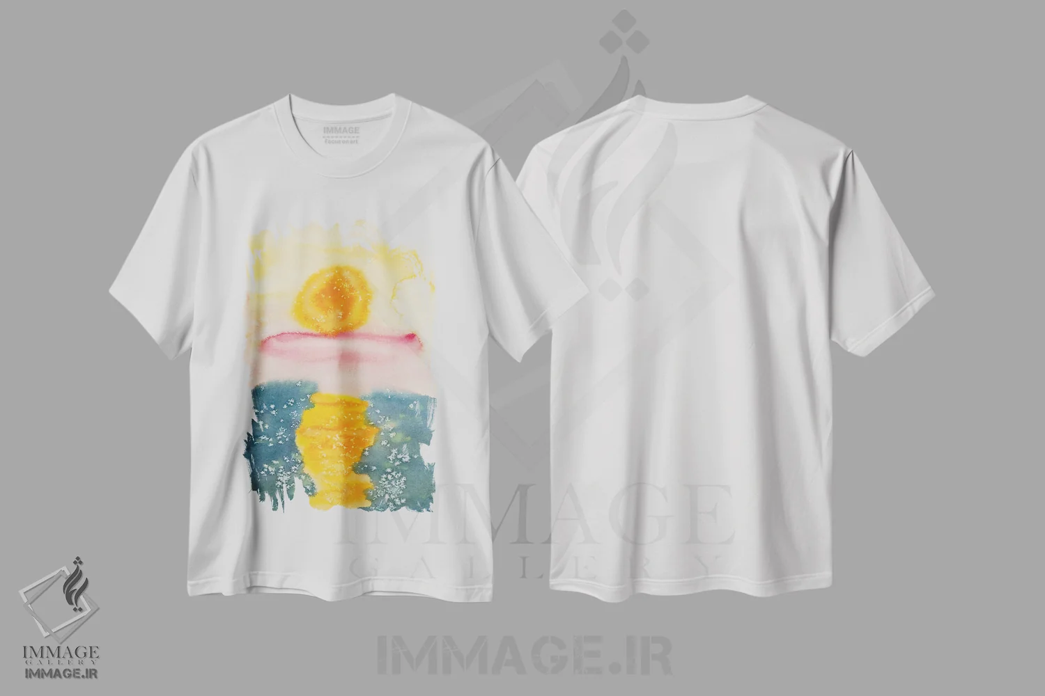 تیشرت سفید طرح دار پیش از غروب، مدیوم اثر دینا آسه وا | immage.ir