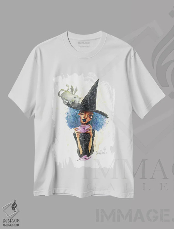 تیشرت سفید طرح دار ریز و گربه گارگویل، هنر آمریکایی آفریقایی تبار اثر داستین بیلرد | immage.ir