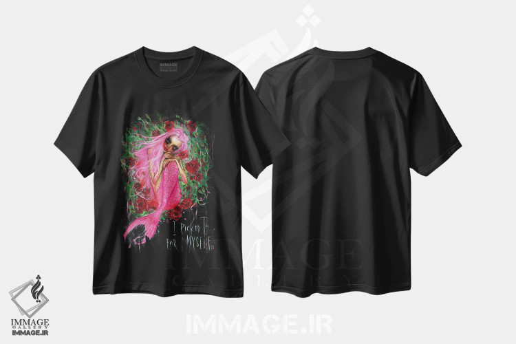 تیشرت مشکی طرح دار ماهی فرشته، این را برای خود چیدم، دکوراسیون جایگزین اثر داستین بیلرد | فروشگاه ایماژ