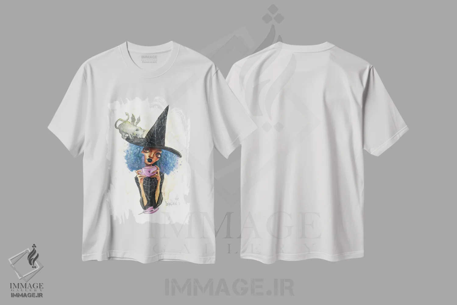 تیشرت سفید طرح دار ریز و گربه گارگویل، هنر آمریکایی آفریقایی تبار اثر داستین بیلرد | immage.ir