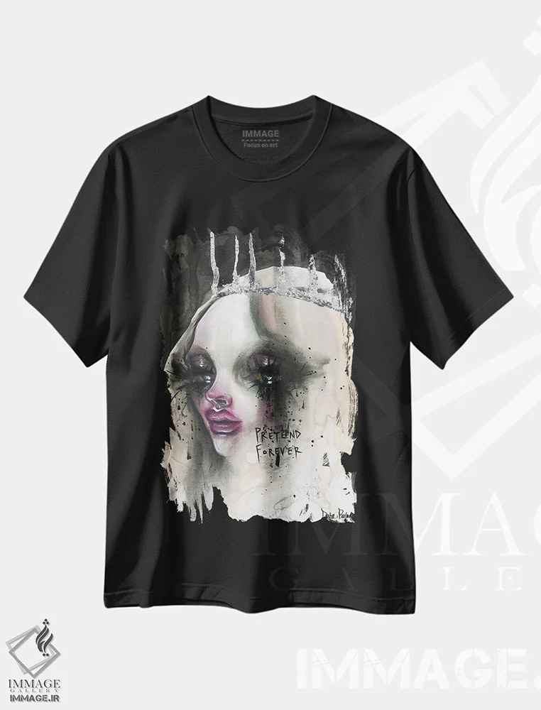 تیشرت مشکی طرح دار برای همیشه تظاهر کن، دکوراسیون جایگزین اثر داستین بیلرد | immage.ir