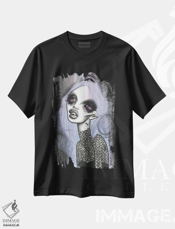 تیشرت مشکی طرح دار یاس بنفش جاودان، دکوراسیون جایگزین اثر داستین بیلرد | immage.ir