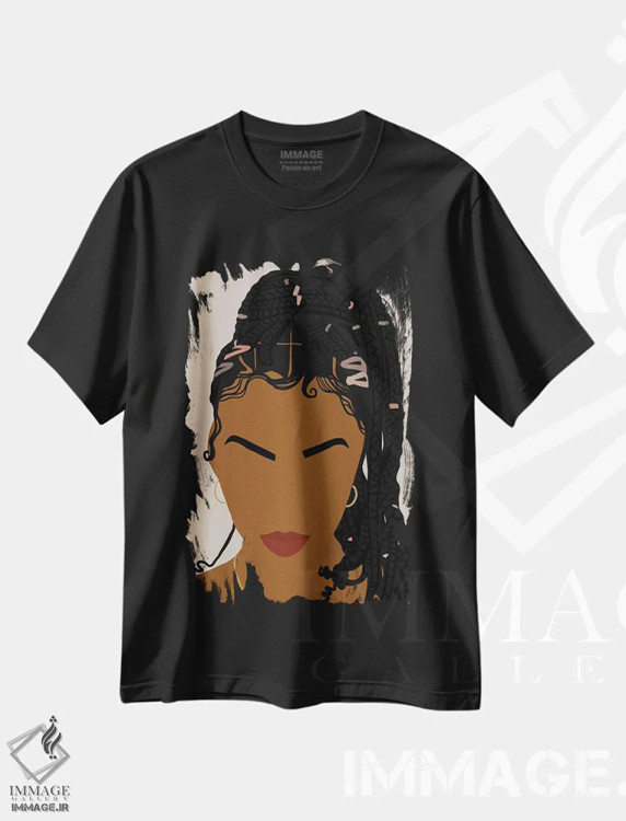 تیشرت مشکی طرح دار رؤیا، هنر آمریکایی آفریقایی تبار اثر دستینی دارسل | فروشگاه ایماژ