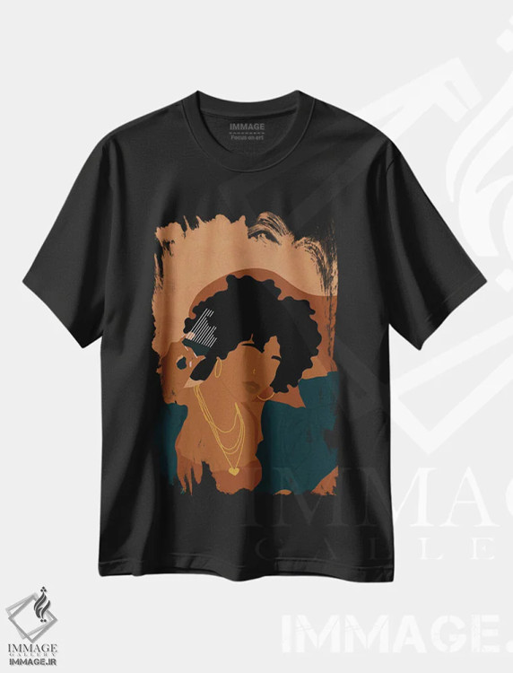 تیشرت مشکی طرح دار کریسمس، هنر آمریکایی آفریقایی تبار اثر دستینی دارسل | immage.ir