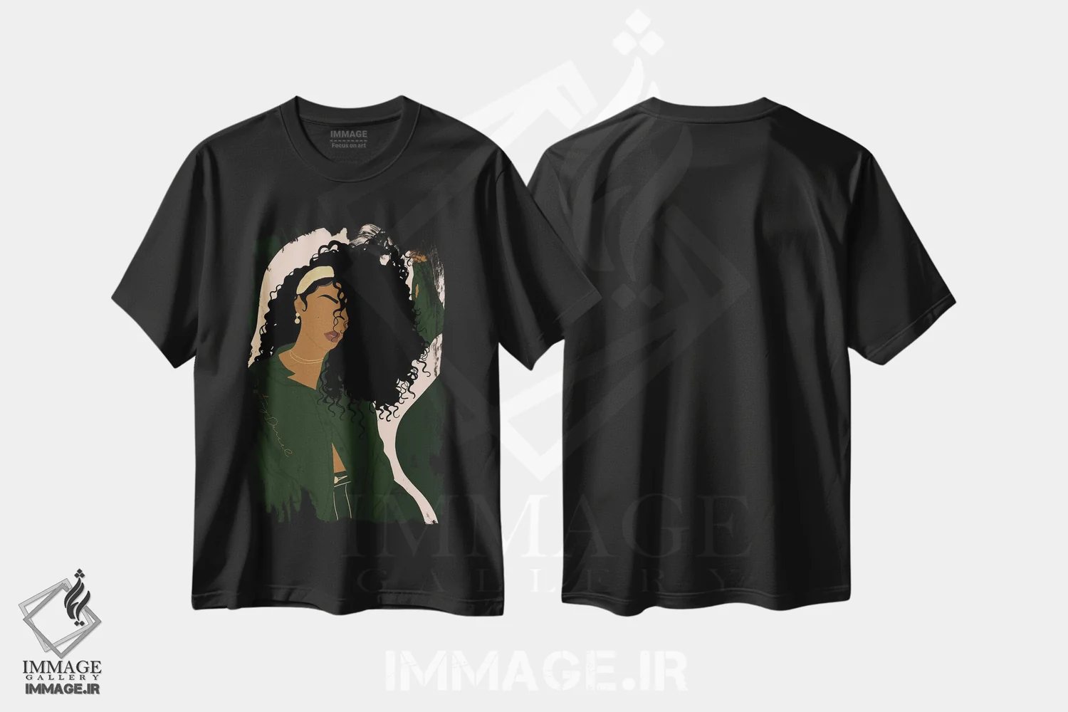 تیشرت مشکی طرح دار وین، هنر آمریکایی آفریقایی تبار اثر دستینی دارسل | فروشگاه ایماژ