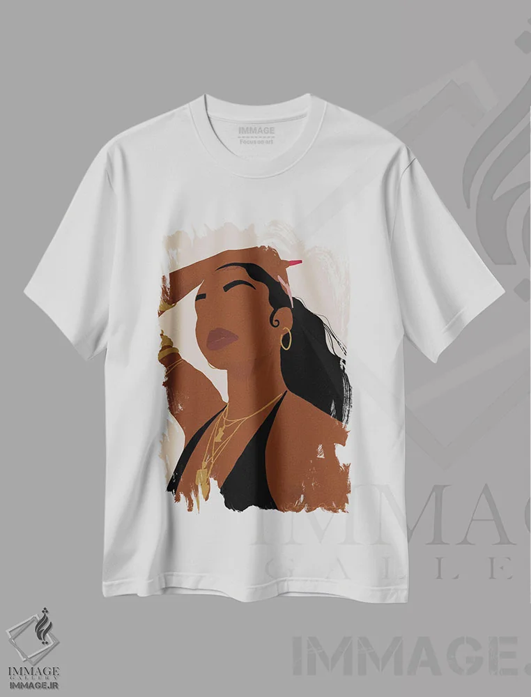 تیشرت سفید طرح دار رنگ اعتماد به نفس، هنر آمریکایی آفریقایی تبار اثر دستینی دارسل | immage.ir