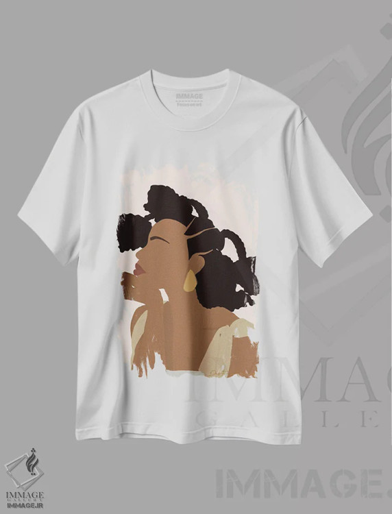 تیشرت سفید طرح دار دجنابا، هنر آمریکایی آفریقایی تبار اثر دستینی دارسل | فروشگاه ایماژ