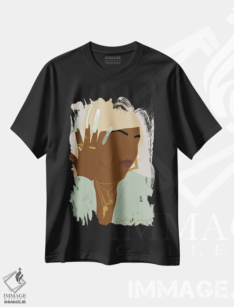 تیشرت مشکی طرح دار عمه یخی، هنر آمریکایی آفریقایی تبار اثر دستینی دارسل | فروشگاه ایماژ