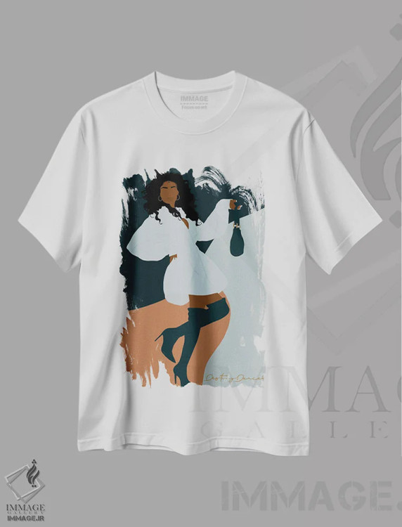تیشرت سفید طرح دار جزمین، هنر آمریکایی آفریقایی تبار اثر دستینی دارسل | immage.ir
