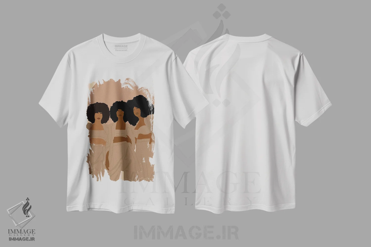 تیشرت سفید طرح دار صبر کن، هنر آمریکایی آفریقایی تبار اثر دستینی دارسل | فروشگاه ایماژ