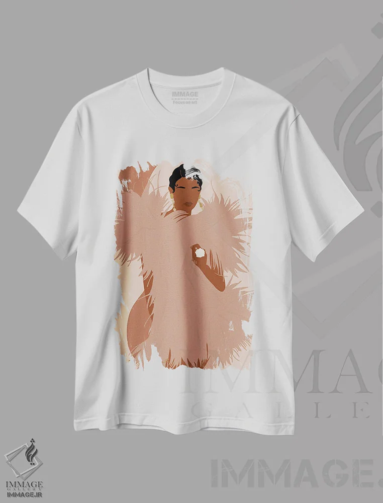تیشرت سفید طرح دار فوریه، هنر آمریکایی آفریقایی تبار اثر دستینی دارسل | فروشگاه ایماژ
