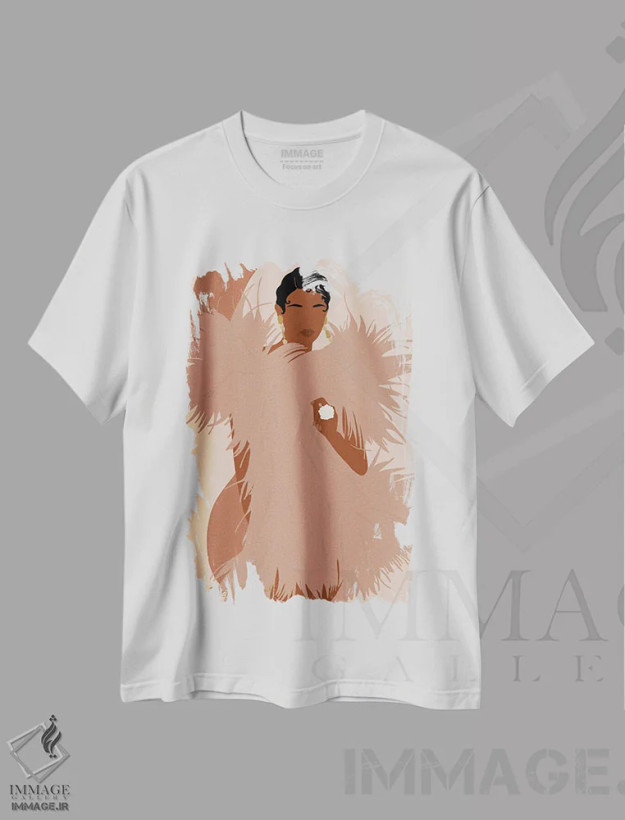 تیشرت سفید طرح دار فوریه، هنر آمریکایی آفریقایی تبار اثر دستینی دارسل | فروشگاه ایماژ