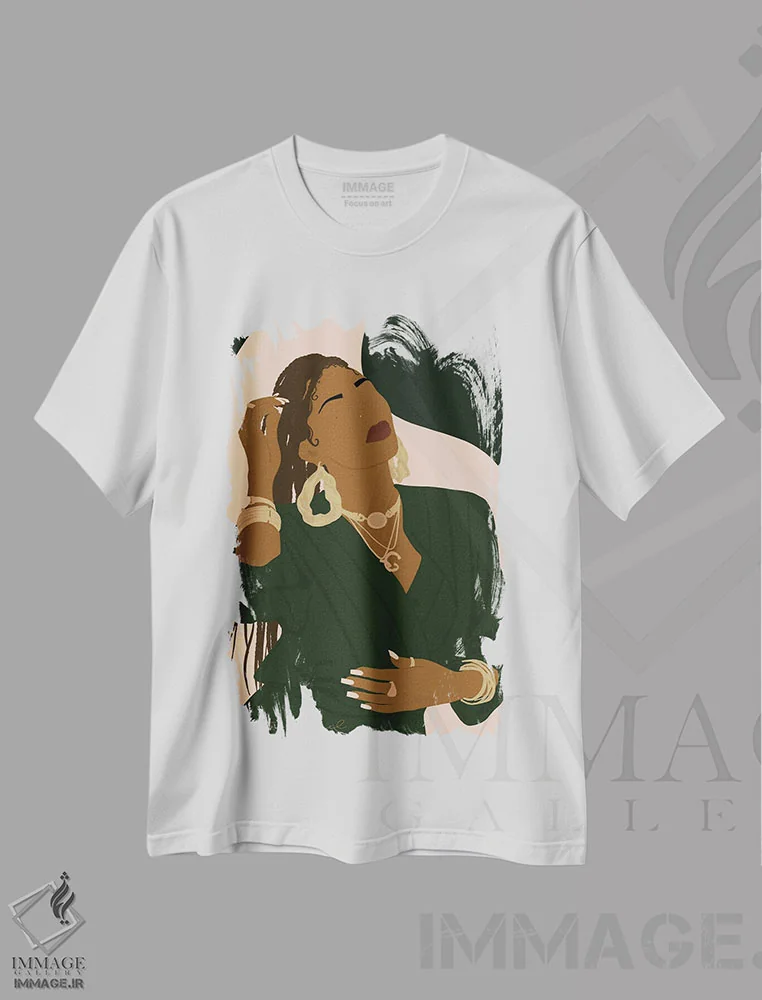 تیشرت سفید طرح دار پرنده طلایی، هنر آمریکایی آفریقایی تبار اثر دستینی دارسل | immage.ir